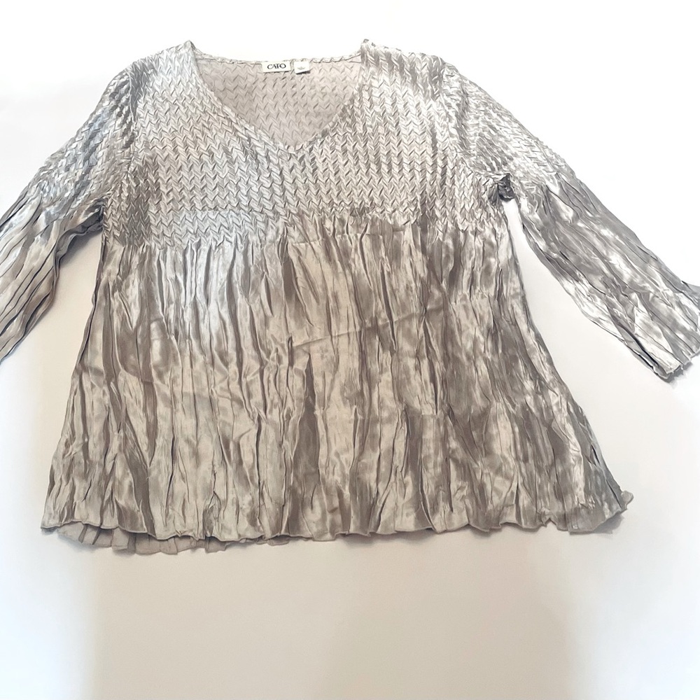 Cato Elegant Textured Silver Blouse